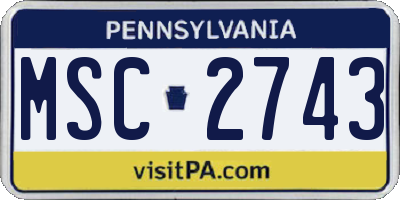 PA license plate MSC2743