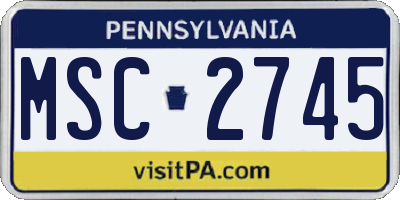 PA license plate MSC2745
