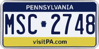 PA license plate MSC2748