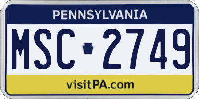 PA license plate MSC2749