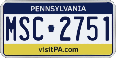 PA license plate MSC2751