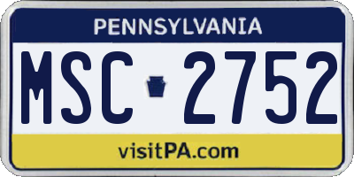 PA license plate MSC2752