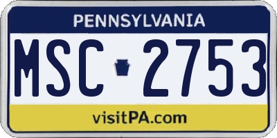 PA license plate MSC2753