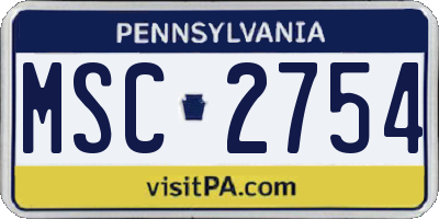 PA license plate MSC2754