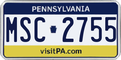 PA license plate MSC2755