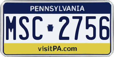 PA license plate MSC2756