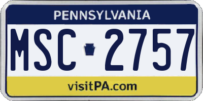 PA license plate MSC2757