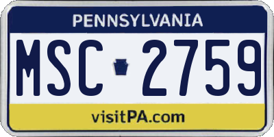 PA license plate MSC2759