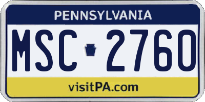 PA license plate MSC2760