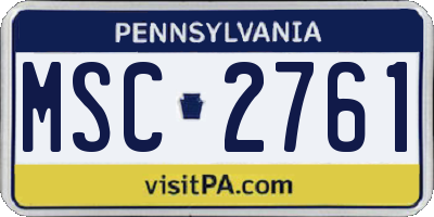 PA license plate MSC2761