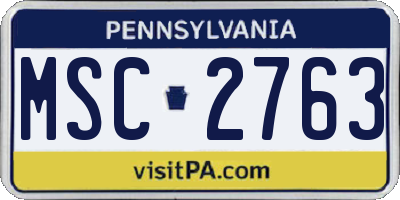 PA license plate MSC2763
