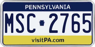 PA license plate MSC2765