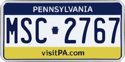 PA license plate MSC2767