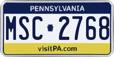 PA license plate MSC2768