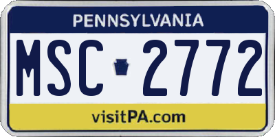 PA license plate MSC2772