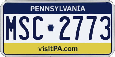 PA license plate MSC2773