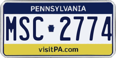 PA license plate MSC2774