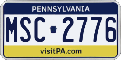 PA license plate MSC2776