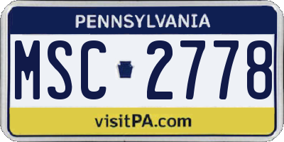 PA license plate MSC2778