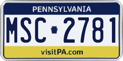 PA license plate MSC2781