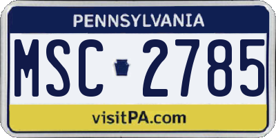 PA license plate MSC2785