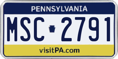 PA license plate MSC2791