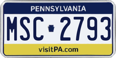 PA license plate MSC2793