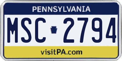 PA license plate MSC2794