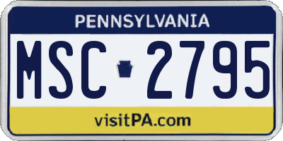 PA license plate MSC2795