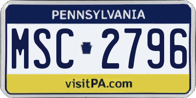 PA license plate MSC2796