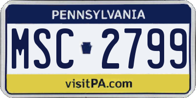 PA license plate MSC2799