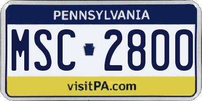 PA license plate MSC2800