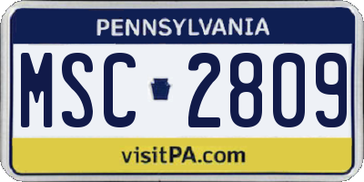 PA license plate MSC2809