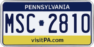 PA license plate MSC2810