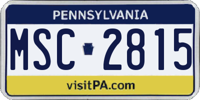 PA license plate MSC2815
