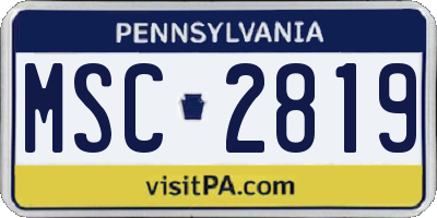 PA license plate MSC2819