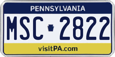 PA license plate MSC2822