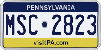 PA license plate MSC2823