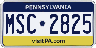 PA license plate MSC2825