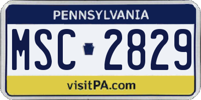 PA license plate MSC2829