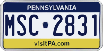 PA license plate MSC2831