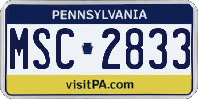 PA license plate MSC2833