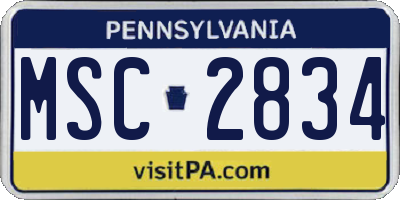 PA license plate MSC2834