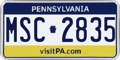 PA license plate MSC2835