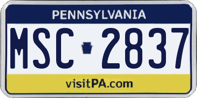 PA license plate MSC2837
