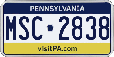PA license plate MSC2838