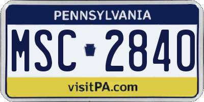 PA license plate MSC2840