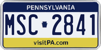 PA license plate MSC2841
