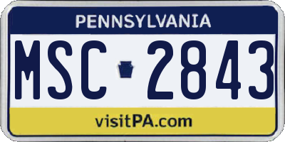 PA license plate MSC2843