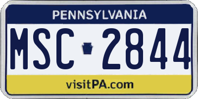 PA license plate MSC2844